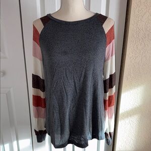 Maurices Multicolor Striped Long Sleeve Top